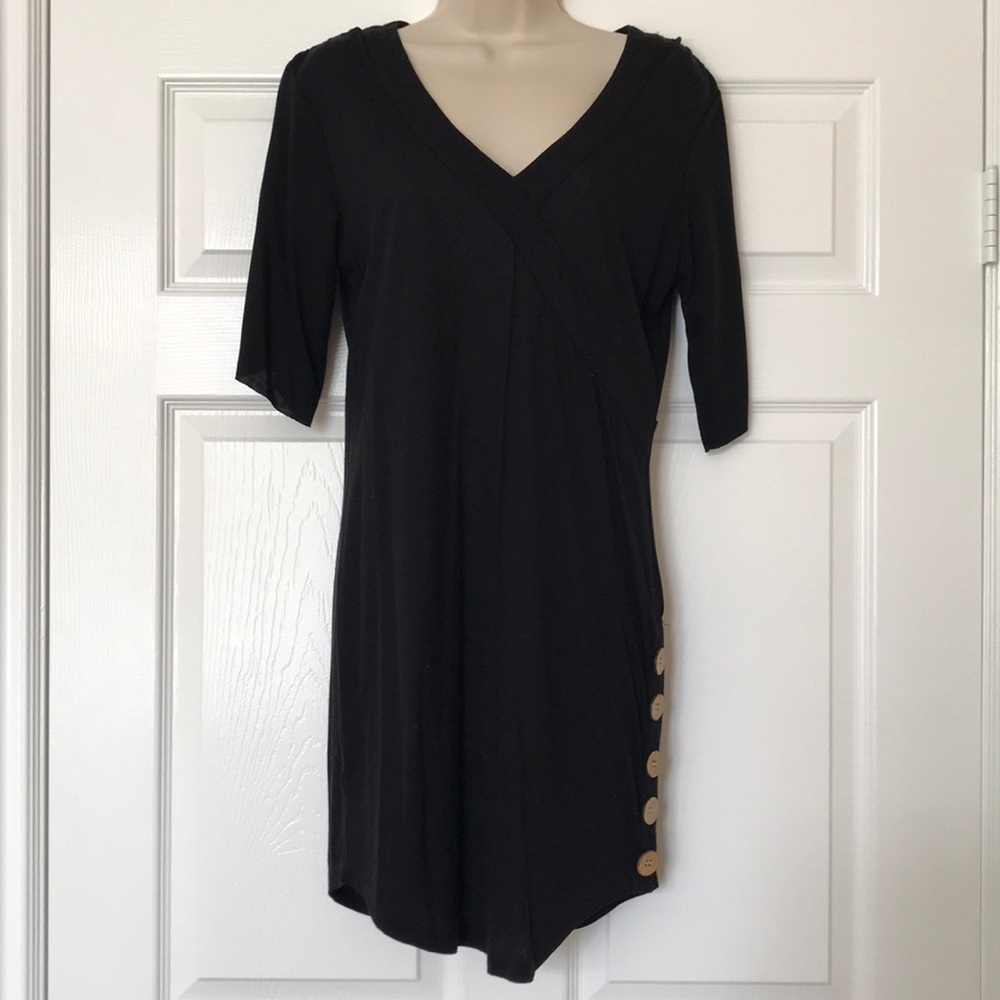 Quicksilver black v-neck cotton midi dress